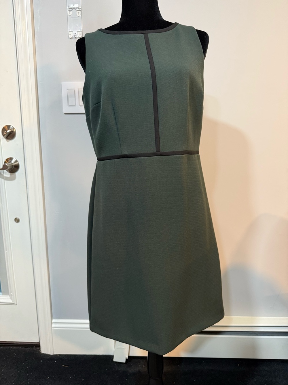 Ann Taylor Loft Forest Green/Black Accent Tailored Sheath Dress(Size 8P)